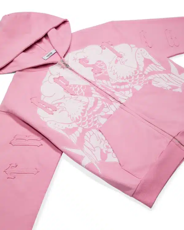 Trapstar x Ed Hardy Irongate Zip Through Hoodie - Pink